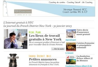 La newsletter French District New York du Jeudi 31 Janvier 2013 - L’Internet gratuit a NYC