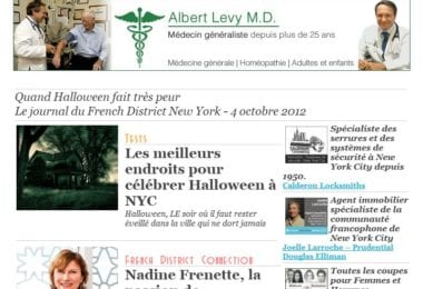 La newsletter French District New York du Jeudi 4 Octobre 2012 - Quand Halloween fait tres peur