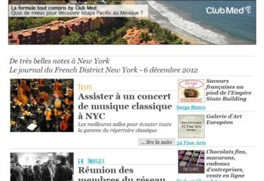 La newsletter French District New York du Jeudi 6 Décembre 2012 - De tres belles notes a New York