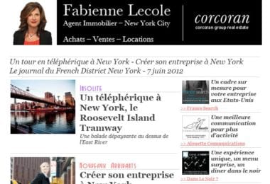 La newsletter French District New York du Jeudi 7 Juin 2012 - Un tour en telepherique - Creer son entreprise a New York - Le journal du French District NY