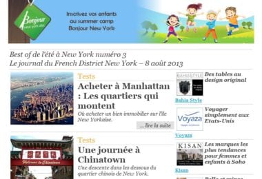 La newsletter French District New York du Jeudi 8 Août 2013 - Best of de l’ete a New York numero 3