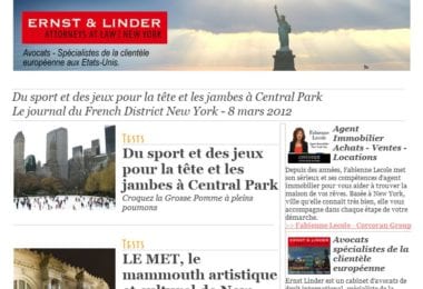 La newsletter French District New York du Jeudi 8 Mars 2012 - Du sport et des jeux pour la tete et les jambes a Central Park - French District New York