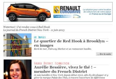 La newsletter French District New York du Mardi 11 Juin 2013 - Watertaxi ! J'ai rendez-vous a Red Hook