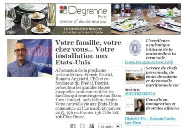 La newsletter French District New York du Mardi 13 Janvier 2015 - Networking et Bonnes Adresses a NY