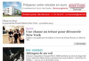 La newsletter French District New York du Mardi 15 Octobre 2013 - Chasse au tresor