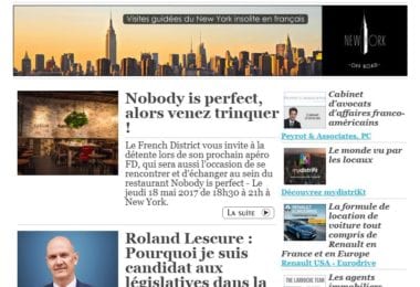 La newsletter French District New York du Mardi 16 Mai 2017 - On trinque ou on marche ?
