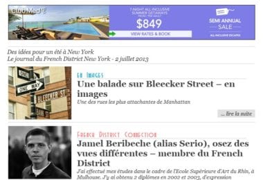 La newsletter French District New York du Mardi 2 Juillet 2013 - Des idees pour un ete a New York