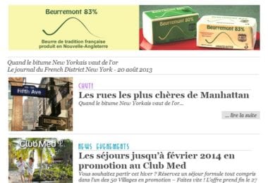 La newsletter French District New York du Mardi 20 Août 2013 - Quand le bitume New Yorkais vaut de l'or