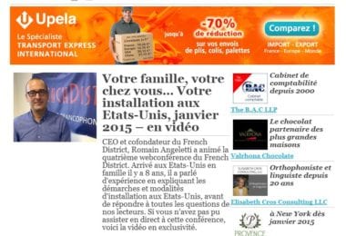 La newsletter French District New York du Mardi 27 Janvier 2015 - Networking et Bonnes Adresses a NY