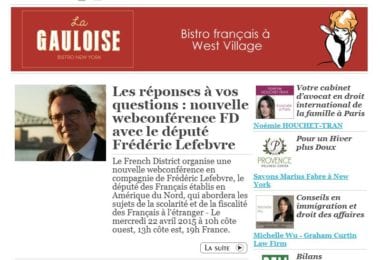 La newsletter French District New York du Mardi 7 Avril 2015 - Networking et Bonnes Adresses a NY