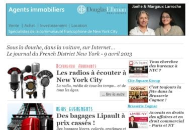 La newsletter French District New York du Mardi 9 Avril 2013 - Sous la douche