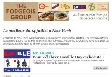 La newsletter French District New York du Mercredi 10 Juillet 2013 - Le meilleur du 14 juillet à New York