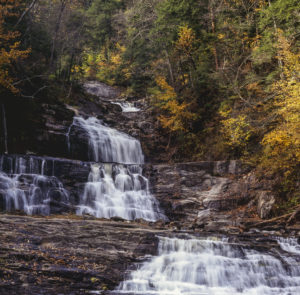 Kent Falls State Park waterfall in autumn