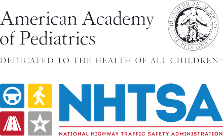 Logos de l'American Academy of Pediatrics (AAP) et de la National Highway Traffic Safety Administration (NHTSA)
